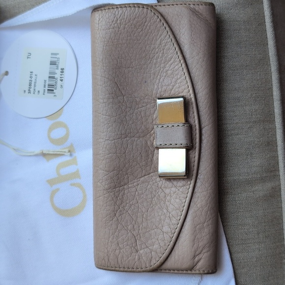 Chloe Pink Beige Bow Long Wallet - Picture 3 of 11